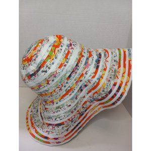 Alessandra Bacci Fierenze Colorful Floppy Beach Travel Outdoor Tiered Wide Hat